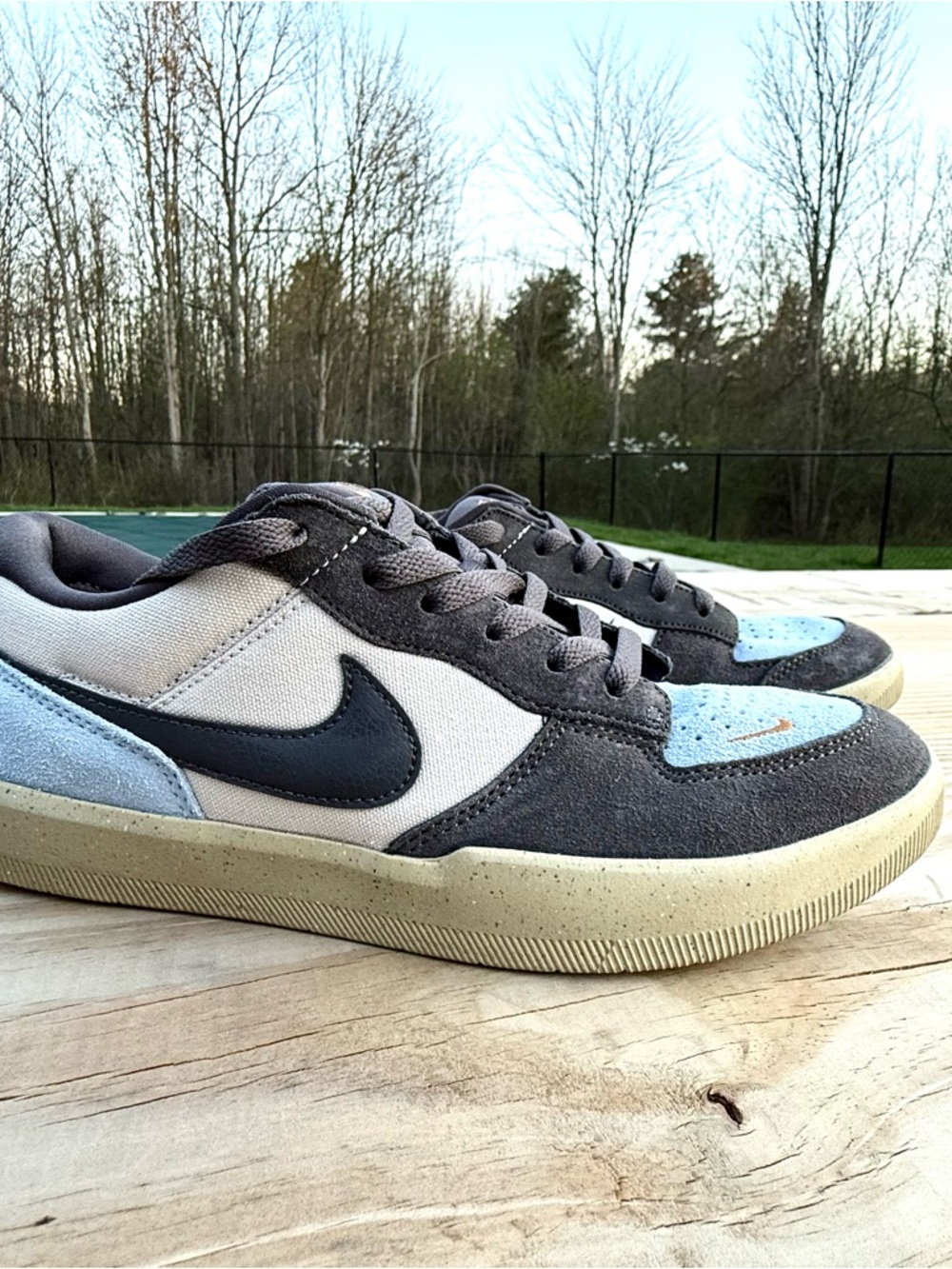 Nike SB Force 58 Low Gray Blue Gum Sole Sneakers Men’s 9.5 Skate Casual